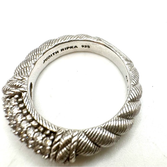 Judith Ripka Sterling Silver Cubic Zirconia Twisted Rope Band Ring Sz 6 - Picture 5 of 5